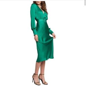 Emerald Green satin Midi Dress